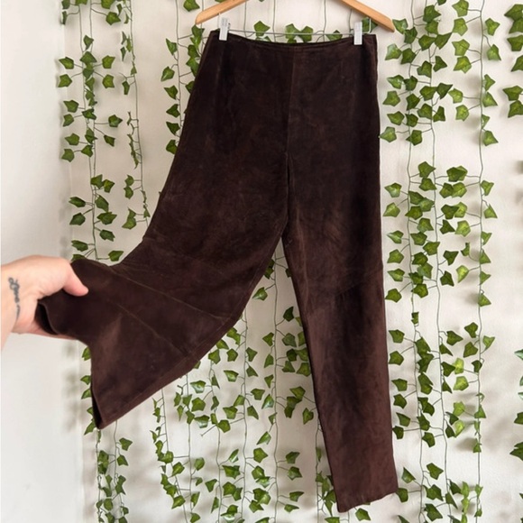 Vintage high waisted brown leather pants - Picture 1 of 9